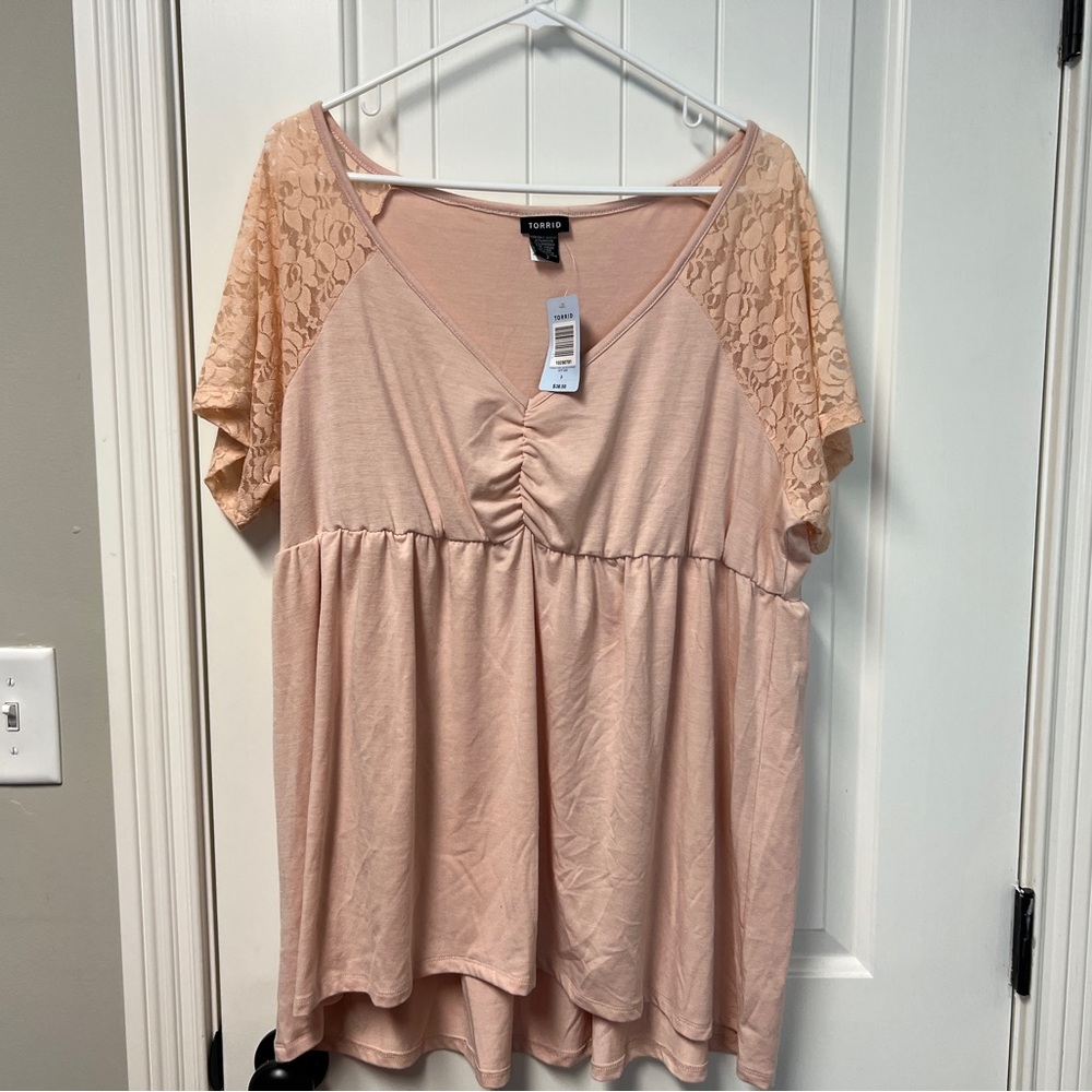 Torrid Pink Lace Babydoll Top